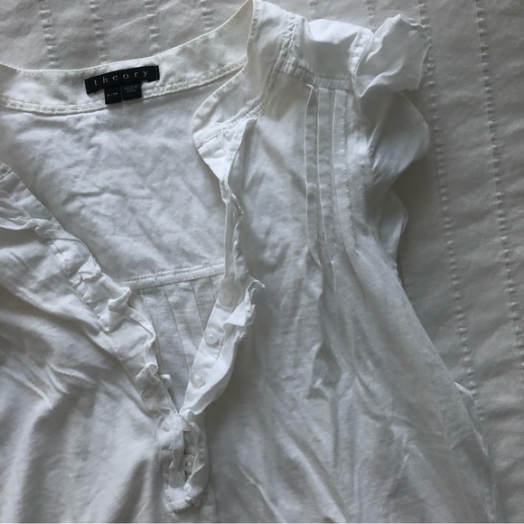 White Theory Ruffle Cap Sleeve Button Top Size S - Picture 3 of 5